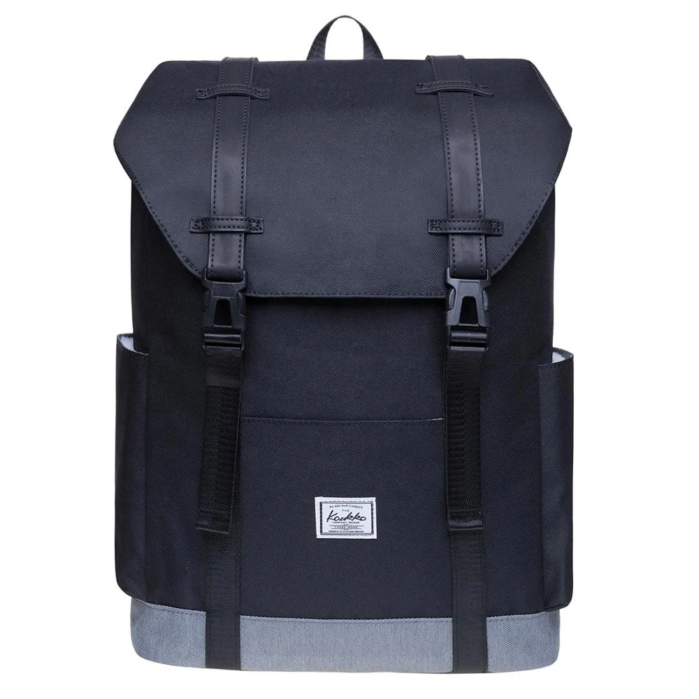 

KAUKKO Vintage Casual Canvas and Leather Rucksack Backpack