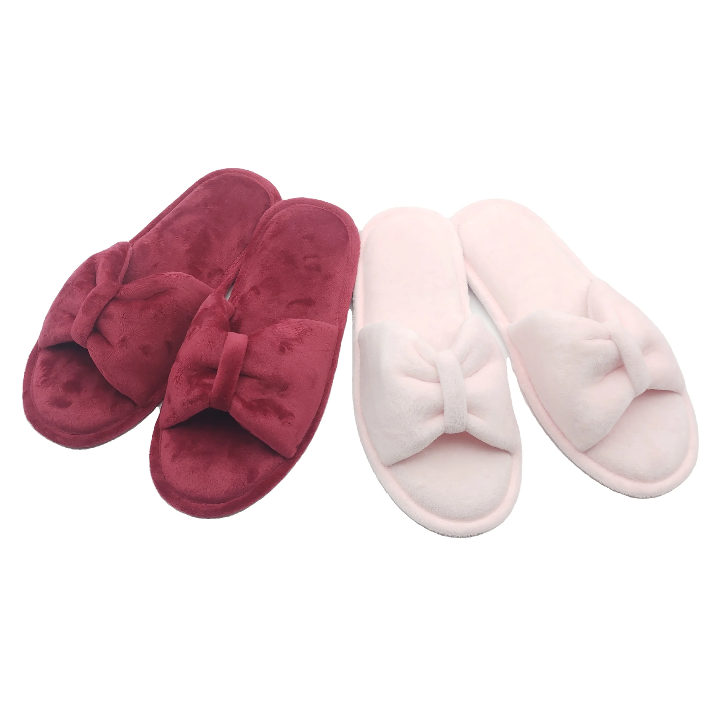 

Bowknot cute winter soft cozy home wear indoor plush slippers high quality warm indoor slippers, Customized