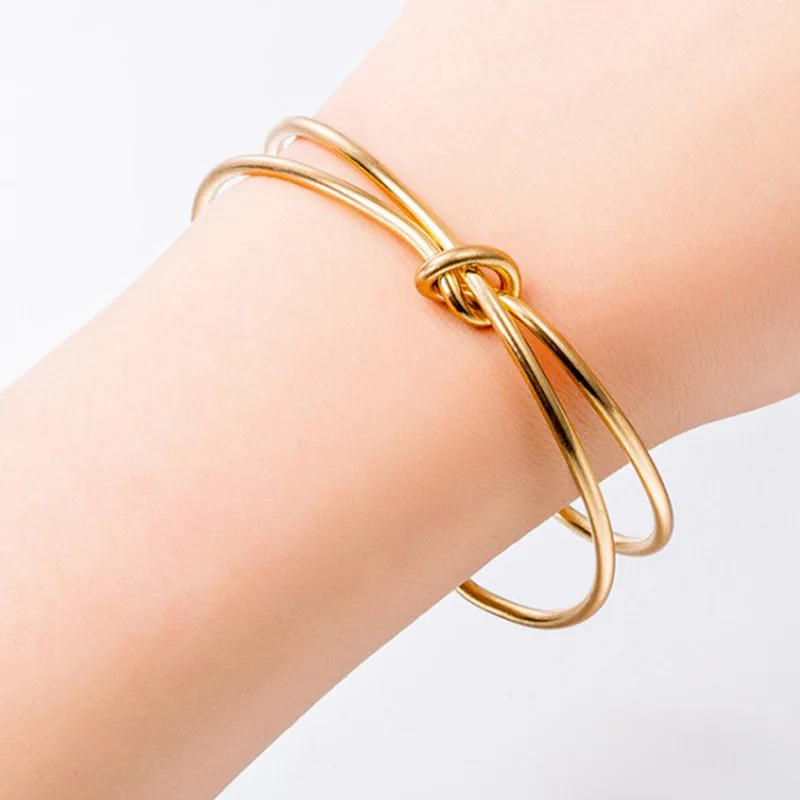 

2021 new hot knot silver gold plated women jewelry fashion statement charm copper bracelet, As pic