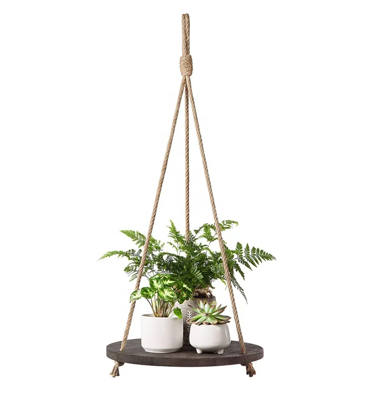 

Corner Plant wooden hanging shelf, Beige, brown or as customer's requirement