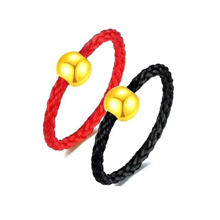 

Certified Pure Gold 999 Small Golden Beads Lucky Ring Hand-Woven Red Rope Couple Bracelet Live Wholesale