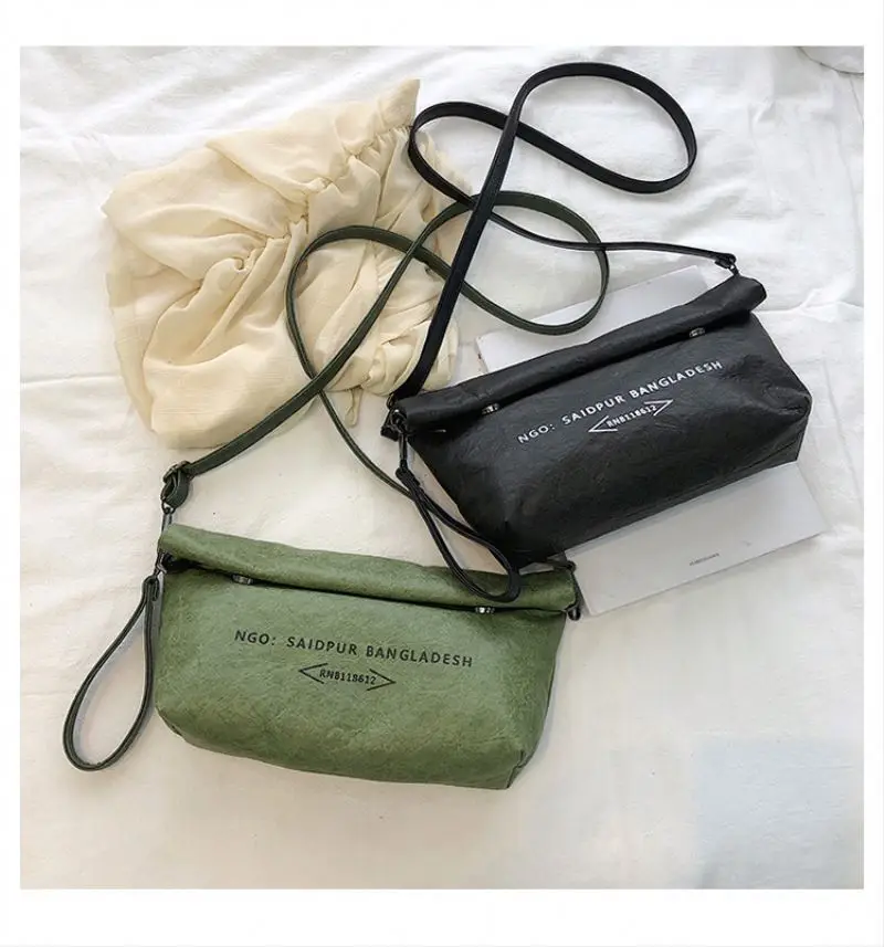 

New design washable kraft paper sling bag women crossbody for girls, Custom made