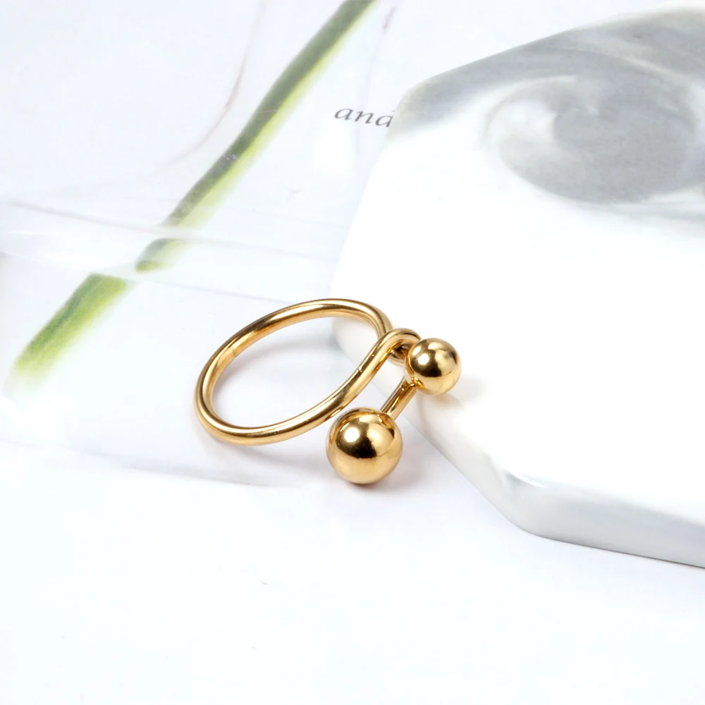 

2021 New Style Custom Jewelry Stainless Steel Gold Plated Irregular Ball Rings for Woman
