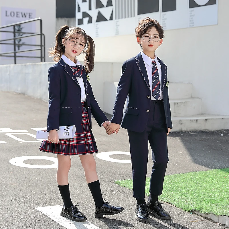 

OEM Factory designs  boys and girls fashion Primary Children middle school High kids full sets school uniform, Customer's request