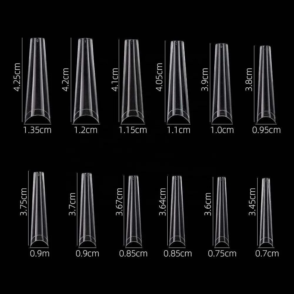 

504pcs Super Long Folding No Mark Nails Tips Acrylic Coffin Clear Manicure Extension, White/nature/clear