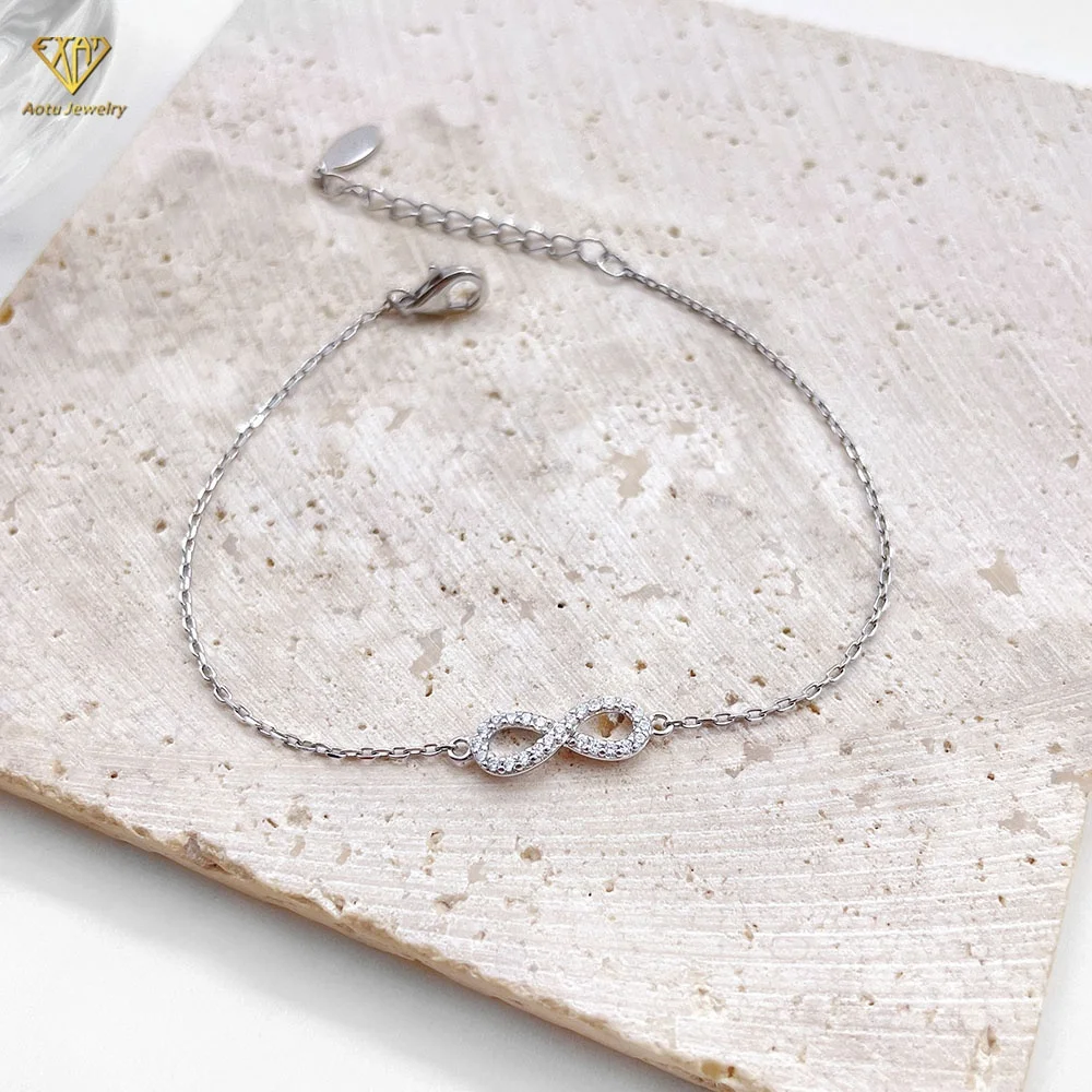 

adjustable bracelet shiny cz diamond infinity bracelet 925 silver jewelry