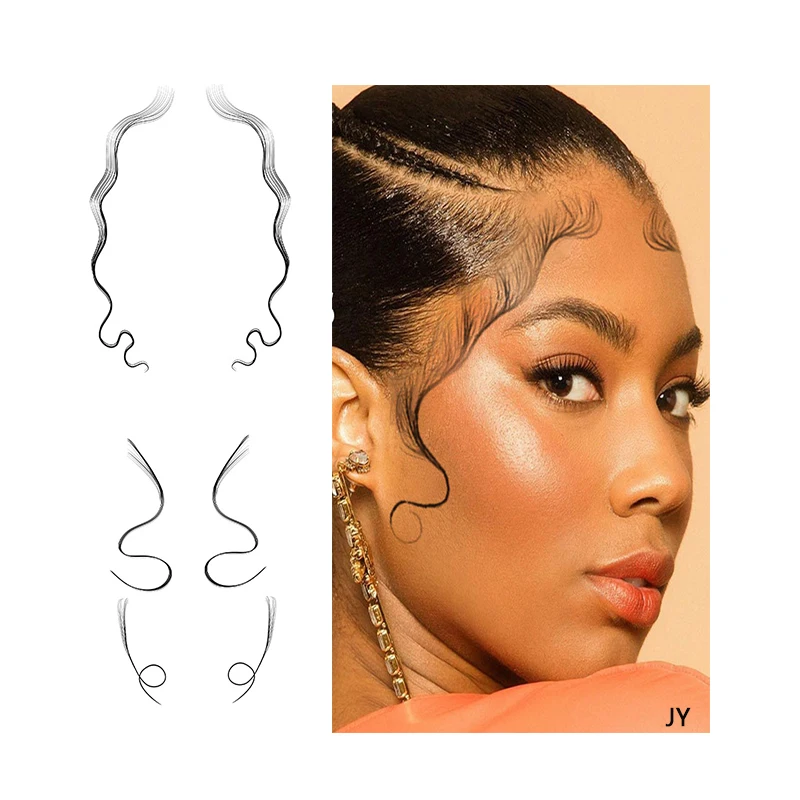 

custom temporary temple hairline edge Baby Makeup Tattoo Stickers For Girls, Black and brown
