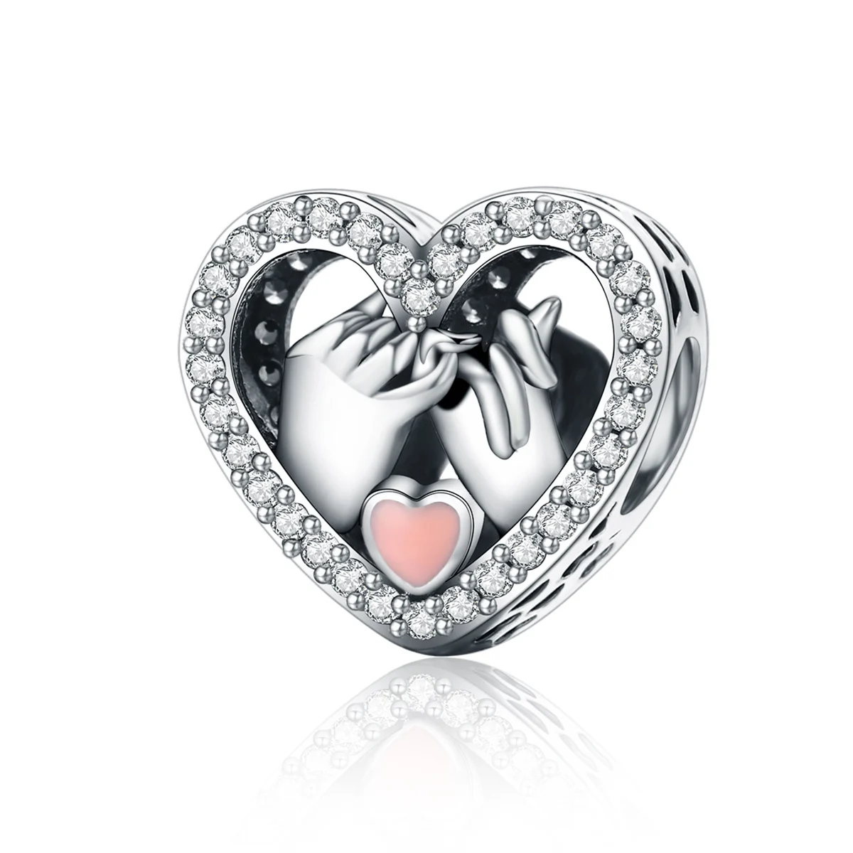 

SCC167 Romantic metal bead for bracelet genuine 925 silver heart bead charm fine jewelry