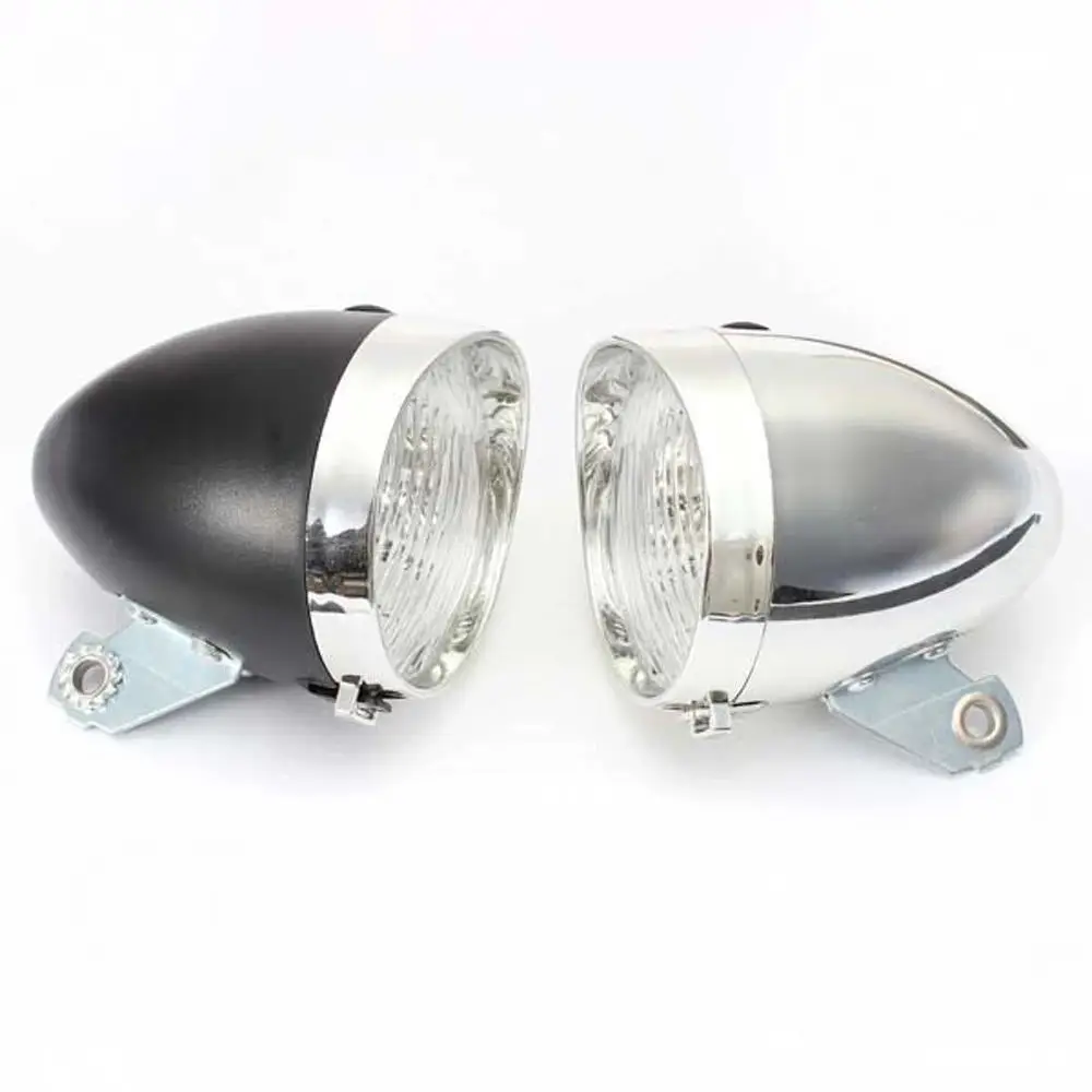 

3 led flashlight bicycle front light lampretro vintage headlight flashlight lens special silver black Bicycle retro lights