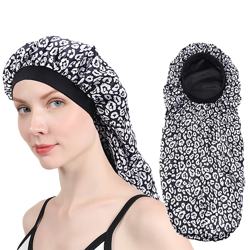 

GTOP Wholesale Custom Logo Fashion Braid Bonnets Colorful Satin Bonnet Black Checked Long Hair Braid Bonnets For Women