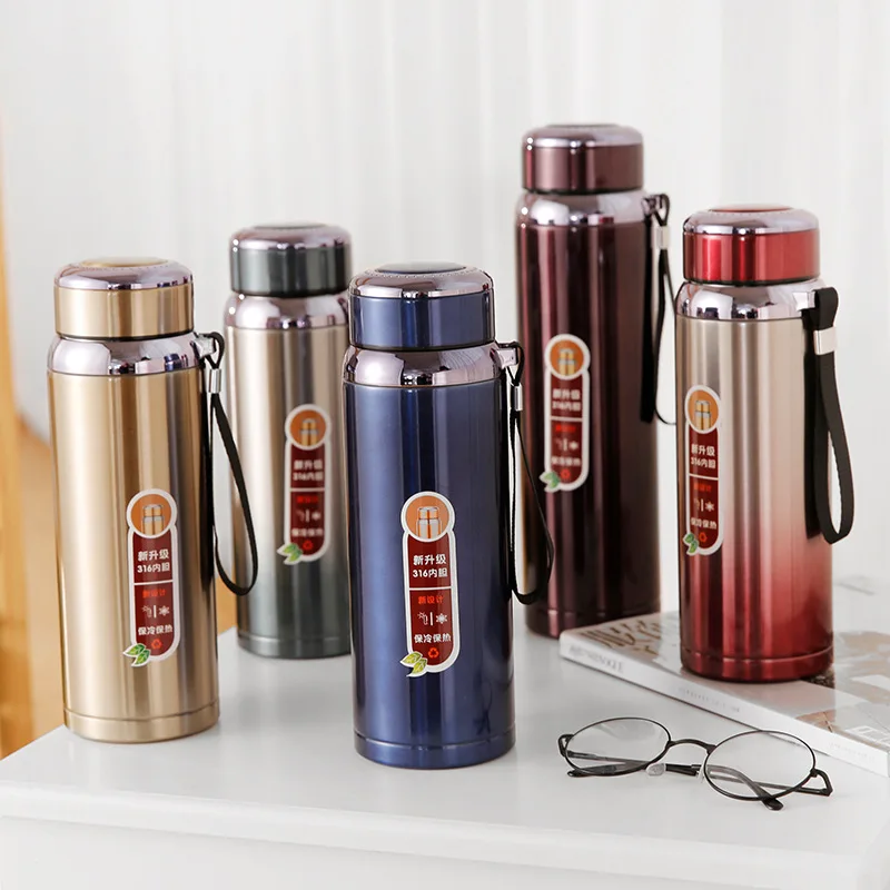 

Custom Logo Double Wall Vacuum Filtered Stainless Steel Water Bottle For sports kettle portable mountaineering gifts, Black,red,blue,brown,champagne