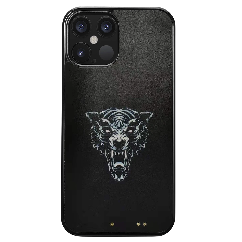 

High quality independent power supply voice control luminous phone case for iphone 11 12 X series, Wolfhead