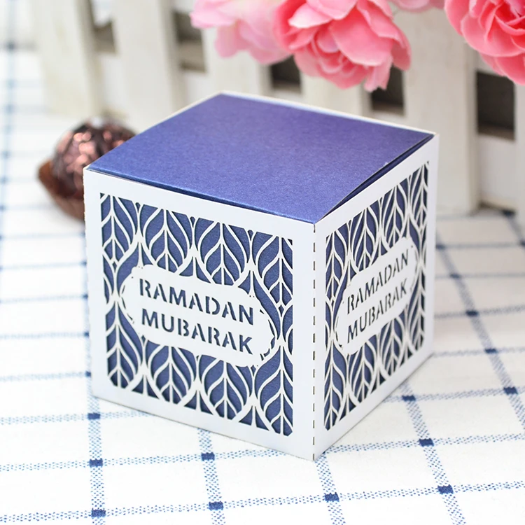 Cubic shaped laser cut ramadan mubarak ramadan kareem gift box