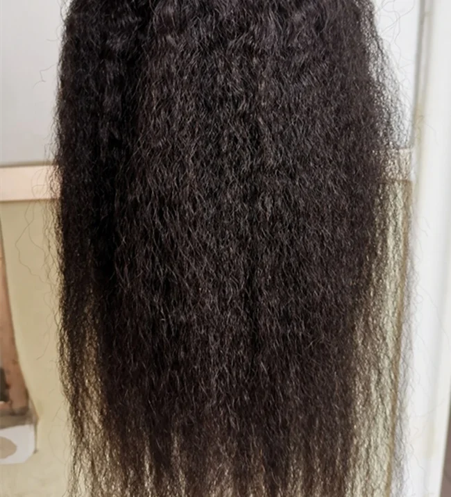 

wholesale Raw coarse kinky straight Human hair bundles cuticle aligned kinky straight hair extensions