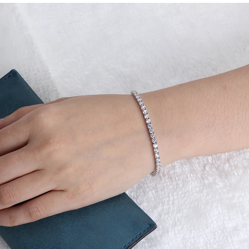 

starsgem customized tennis bracelet 14k white gold 4mm moissanite bracelet