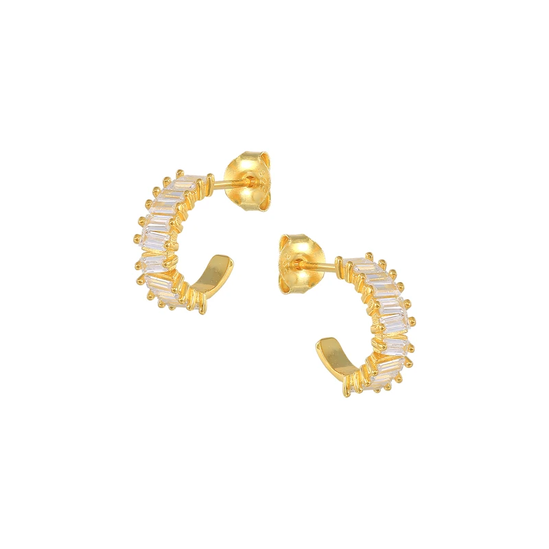

ROXI 2021 Trendy 18K Gold Plated C-shaped Diamond Stud Earrings for Women Wholesale