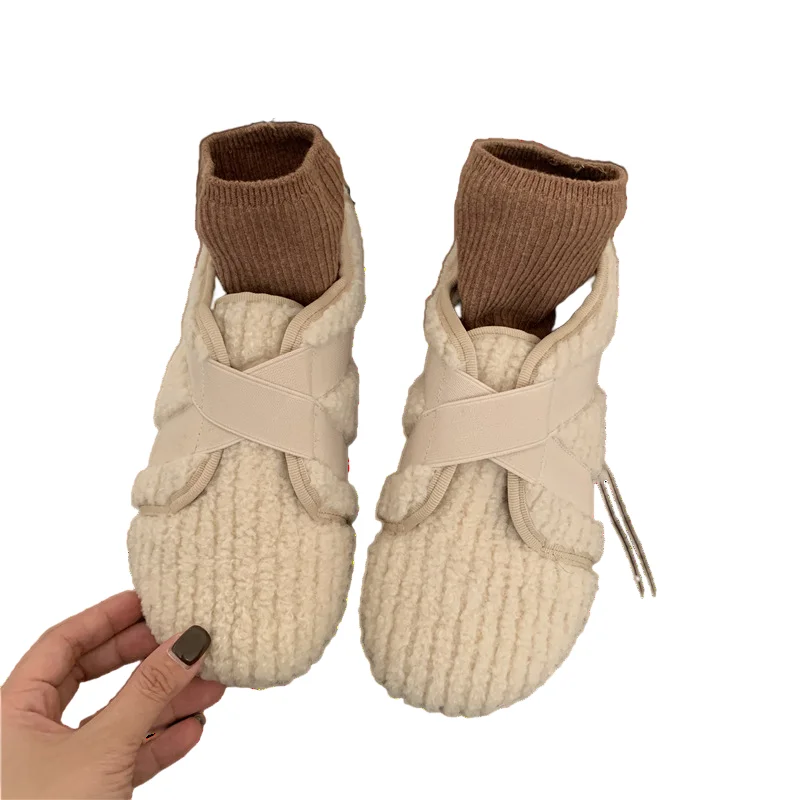 

2020 new style Female winter wear with velvet size 35 36 37 38 39 flat cotton shoes, Black, khaki ,apricot