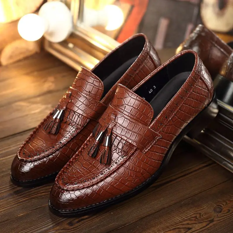 

38-44 Men Leather Business Shoes Pointed Soft Leisure Formal Office Oxford Slip-on Tassel Dress Casual Flat Loafers Moccasins
