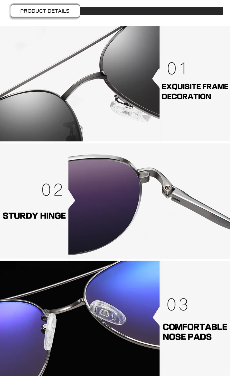 Caixa Para Oculos 2020 New Fashion Mirror Men Pilot Sunglasses Polarized
