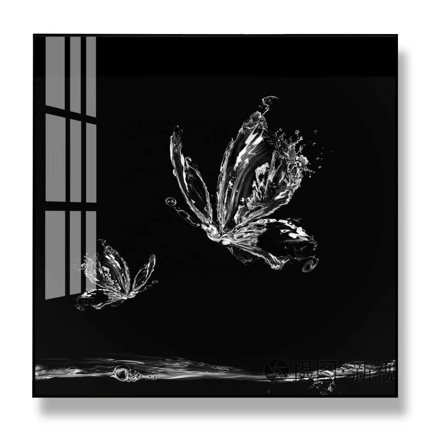 Modern Water Butterfly Crystal Porcelain Painting Wall Art Work Painting Crystal Porcelain Abstract Painting