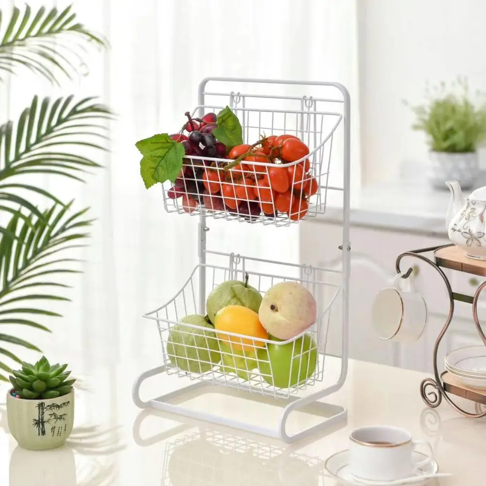 

PINPINFAMILY High Quality Cheap Custom Creative New Metal Home Storage 2-Layer Detachable Kitchen Storage Rack, White,black