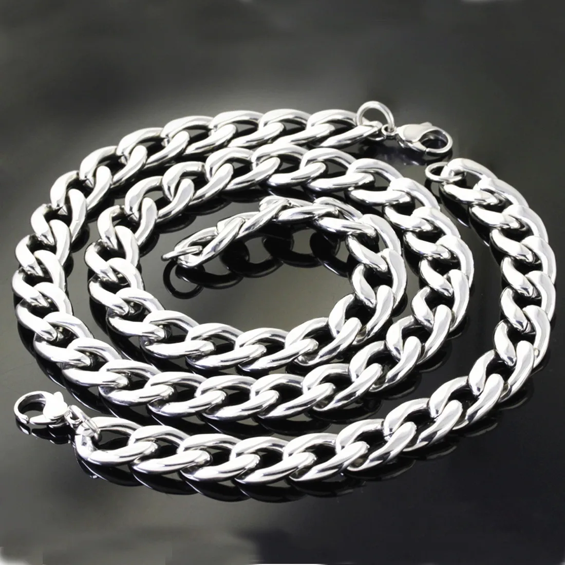 

13MM/15MM/19MM Chunky Oval Polishes Purse Curb-Bold Chain Big Size Chain Stainless Steel NK Curb Body Chain Necklace Making Set, Silver/gold/rose gold/ black