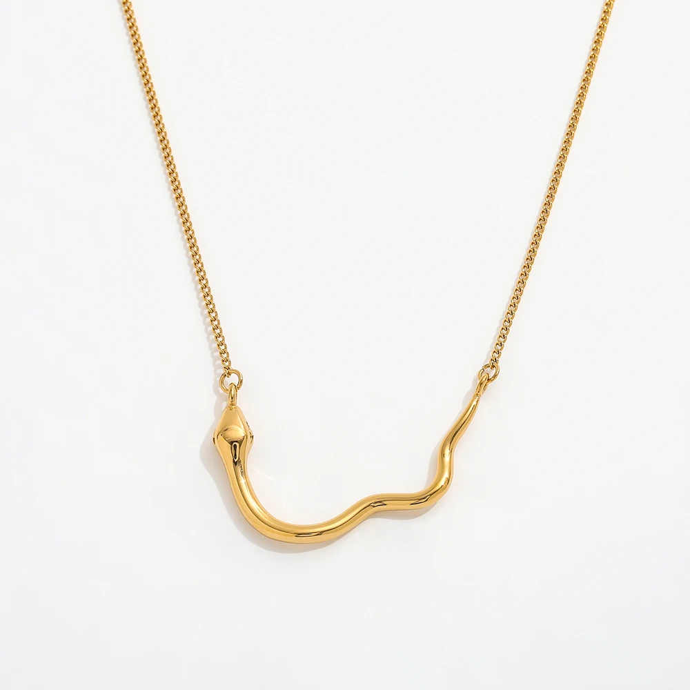 

Joolim Jewelry 18K Gold Plated Snake Pendant Dainty Chain Sweater Necklace Stainless Steel Jewelry Wholesale