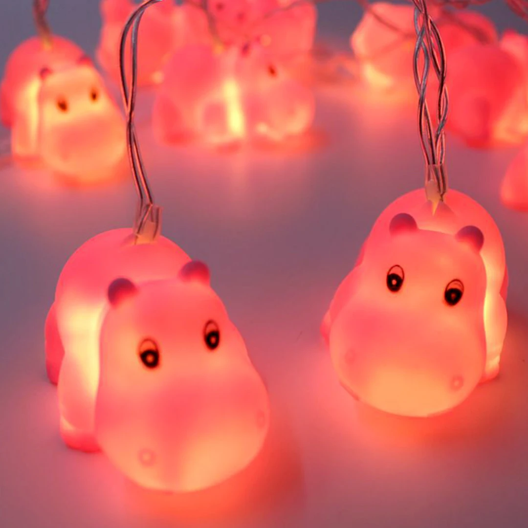 

Hippo Cute String LED Light Garden Outdoor Animal Light With Stick Battery Power Supplied