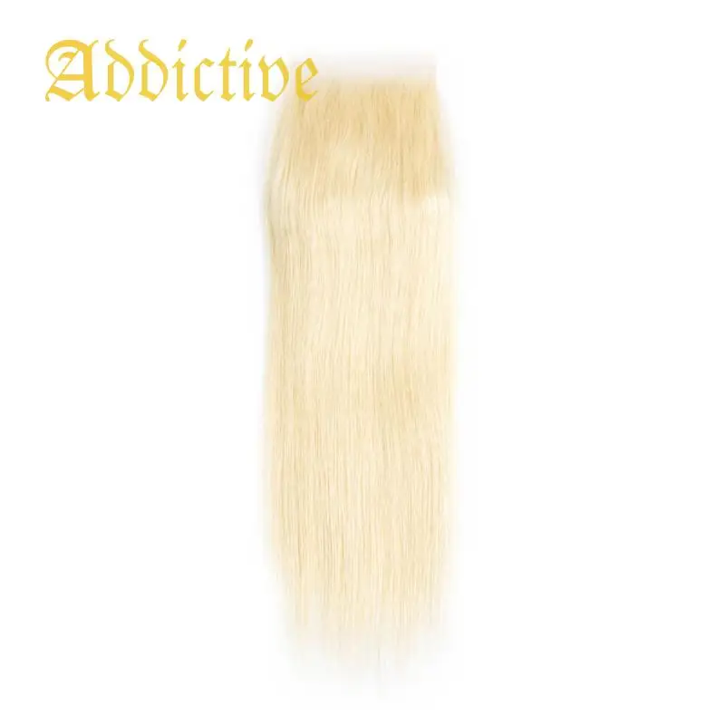 

Addictive Brazilian 613 Blonde Straight 4X4 Lace Closure With Baby Hair Middle Part Human Hair Closure Transparent Swiss Lace