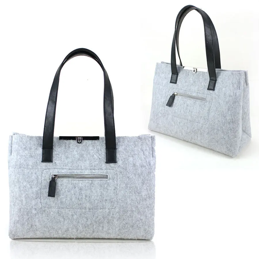 

Lady Felt Handbag tote bag wholesale felt bags for shopping With Customized Logo, Grey