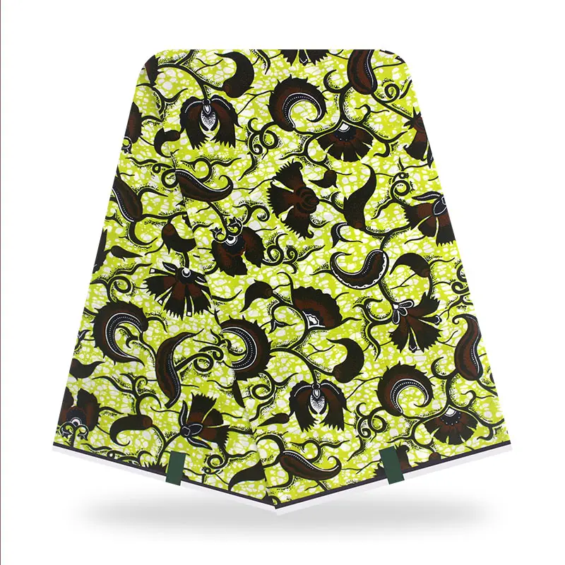 

Nice Design 100% Cotton African Wax Print Fabric For Cloth 6 yards Soft African Wax Fabric, As picture