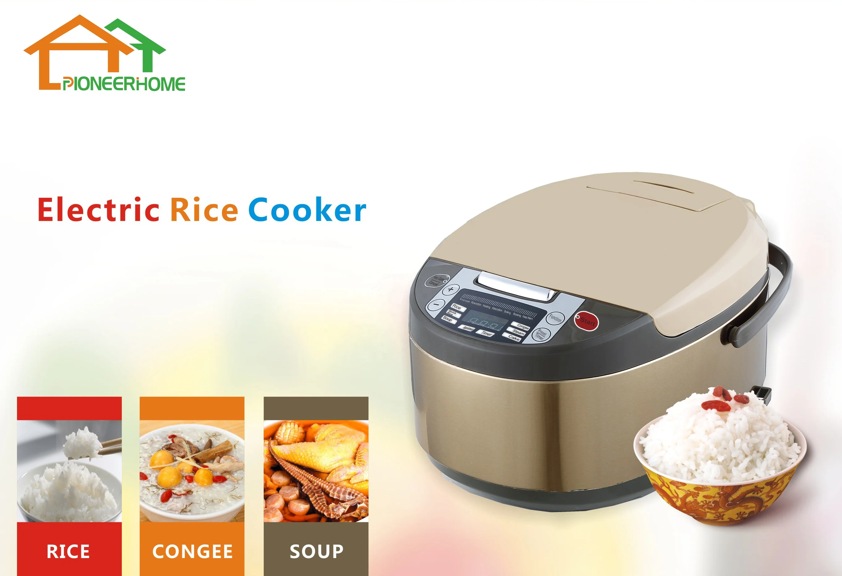 Nonstick Coating Inner Pot Touch Screen Imd Control Smart Rice Cooker