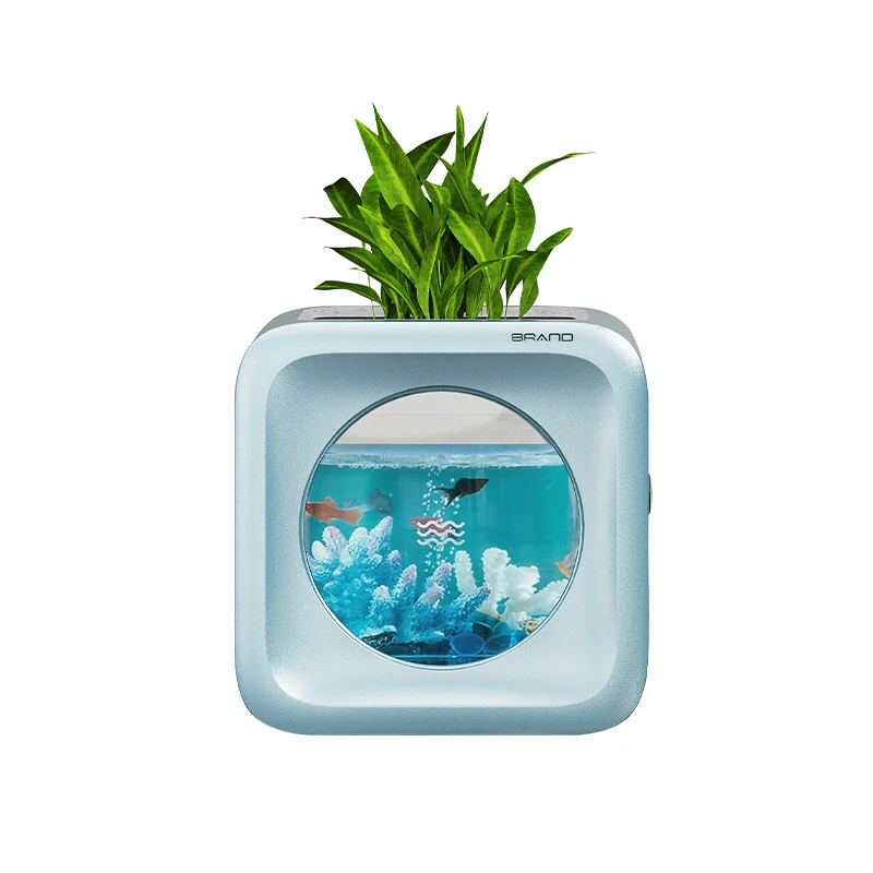 

2021 New Product Arrive Desk Aquarium Table Fish Tank With 2w RGB Led Aquarium