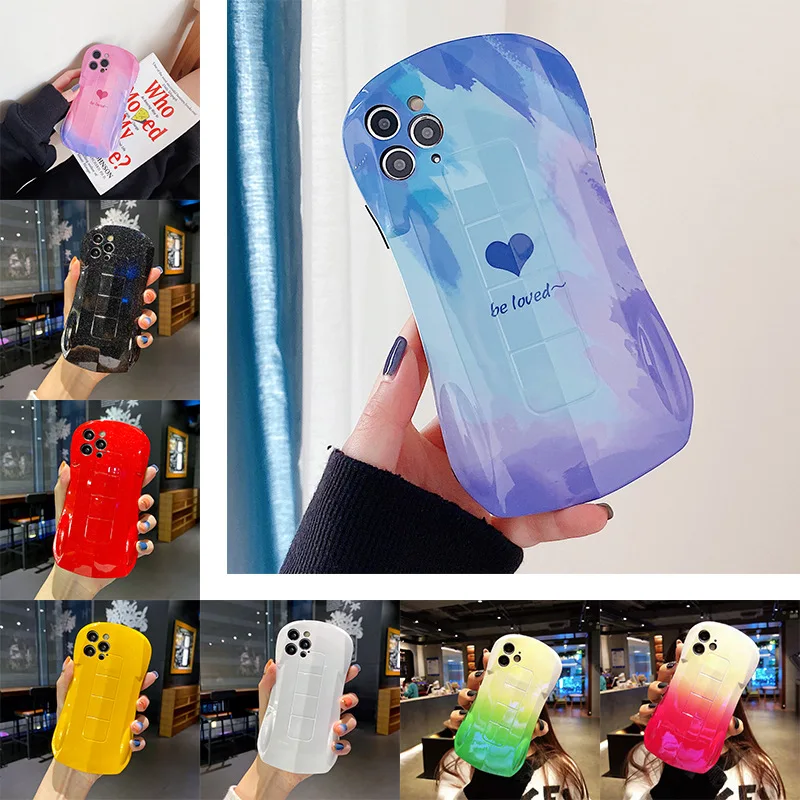 

Watercolour Painting Phone Case For iPhone 12 Pro Max Mini 11 XS Soft TPU Glossy Rhinestone Back Cover Small waist Phone Cover