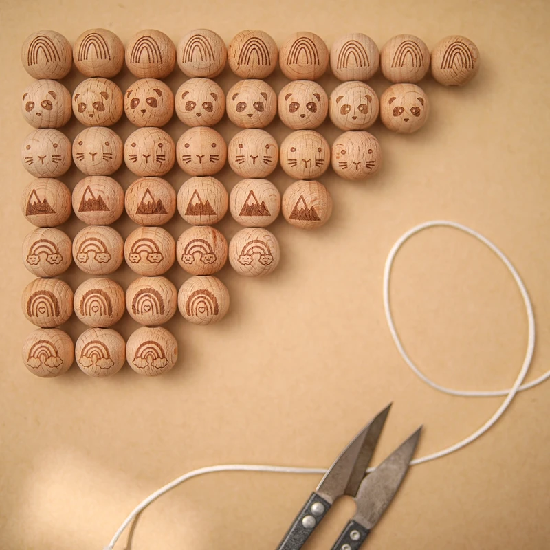 

Natural Molar Wooden Beads  Beech Round Loose Beads Wholesale