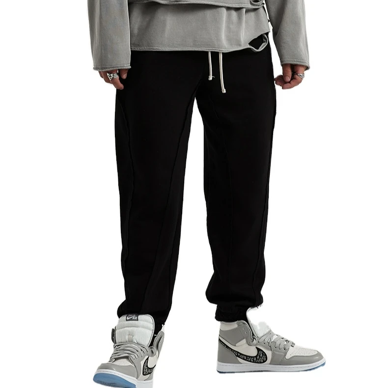 

Distressed Stitching Deconstructed Terry Pants Autumn Men's European and American High Street Pants