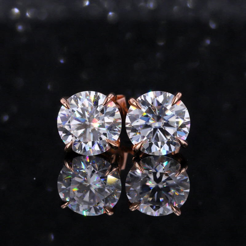 

Starsgem wholesale price 14k rose gold 6.0mm moissanite diamond stud earring for women