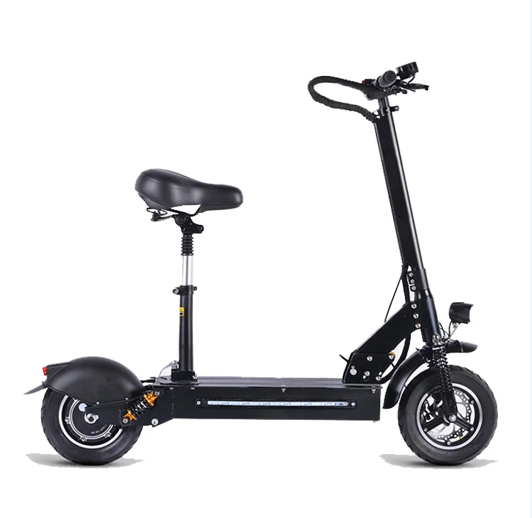 

1200W 48V Eu Warehouse Folding Electric Scooter With Long Range Fat Wheels 10 Inch Offroad Fat Tire Scoter Electric Scooter, Black