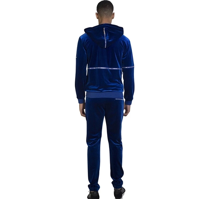 2020 New Stylish Breathable Plain Cotton Bulk Blue Velour Sweatsuit ...