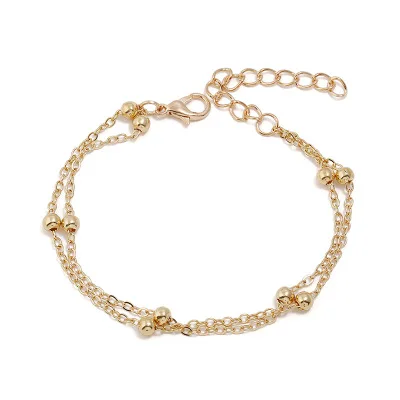 

Best Selling Women Foot Jewelry Adjustable Bead Ankle Bracelet 18K Gold Plating Multilayers Bead Link Chain Anklet for Women