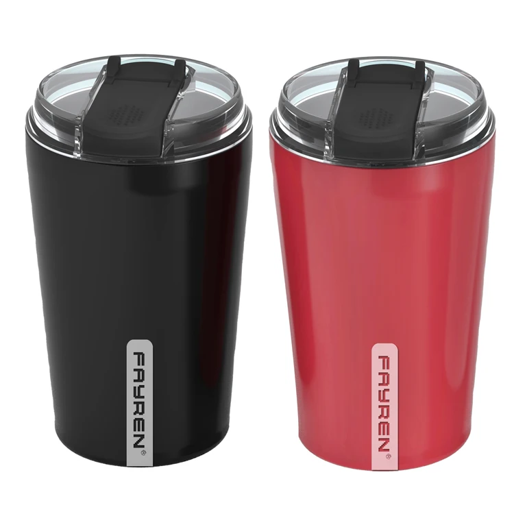 

Custom logo Reusable Double Wall Vacuum Insulated Stainless Steel Travel Coffe Mugs with lid, Random paint color
