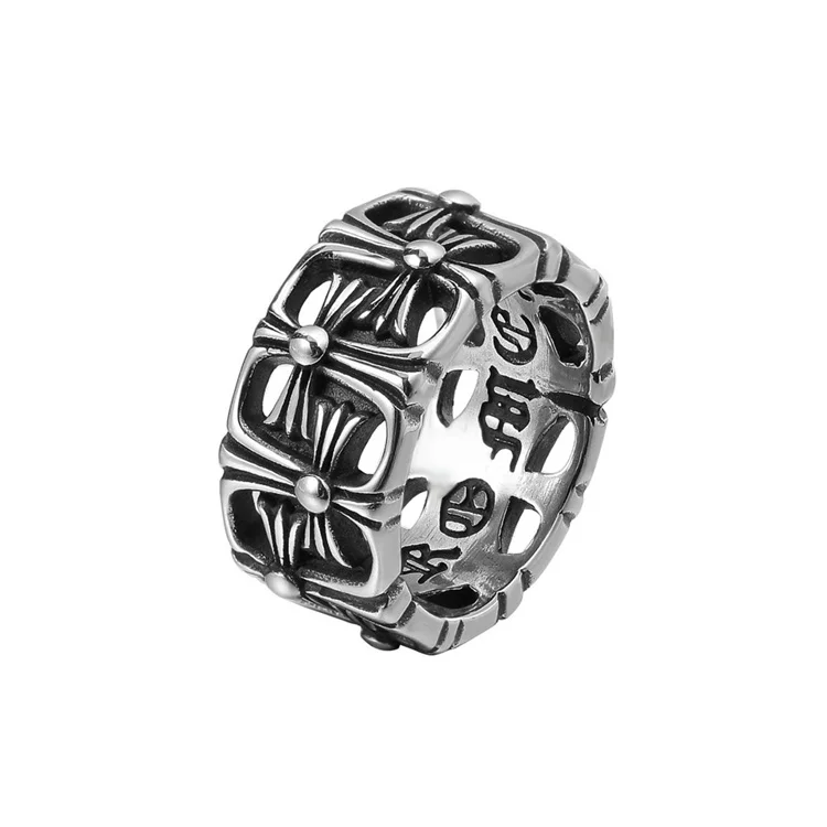

Vintage personalized jewelry stainless steel band rings cross silver rings for men