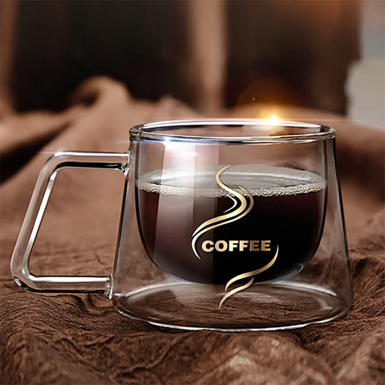 

250ml /350ML/450ML Hand-made Double Wall Glass Coffee Mug Tea Cups Thermal, Transparent