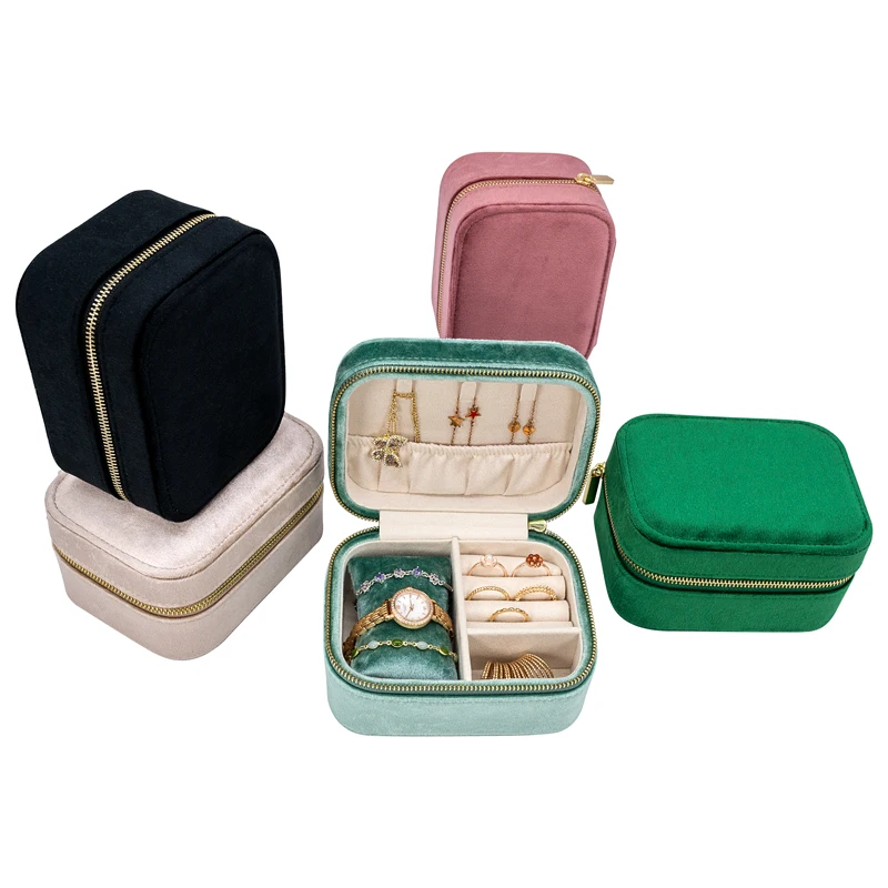 

High Quality Watch Earring Bracelet Necklace Jewelry Storage Box Zipper Travel jewellery case