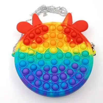 

Big Size Stress Reliever Silicone Durable Sensory Set Push Bubbles Handbag Fidget Toys Hand Bag Pops It Bag, Rainbow