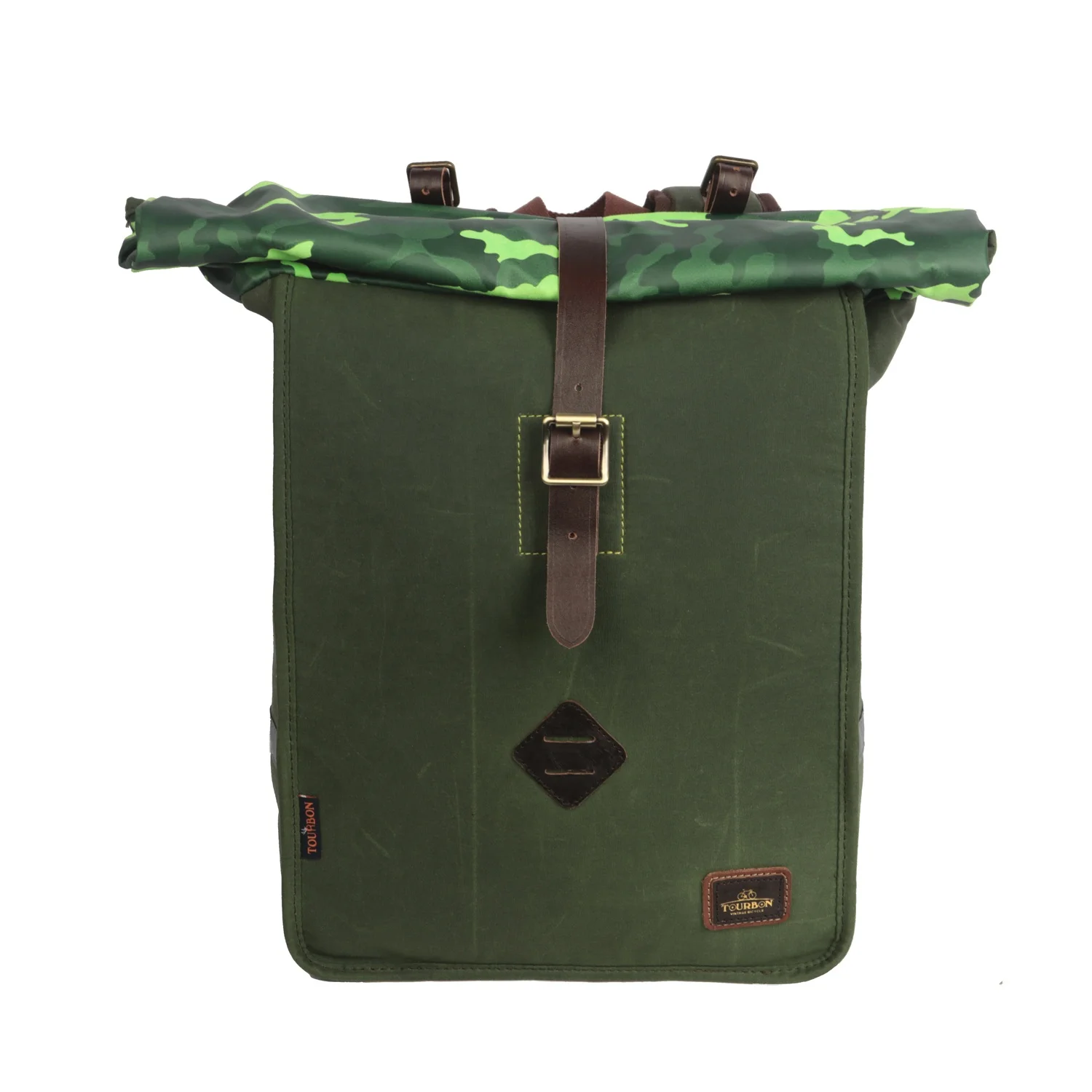 

HIBO new design green waterproof waxed canvas laptop roll backpack