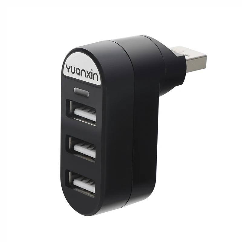 

Wholesale Rotatable 3 Usb Port 2.0 Hub Adapter For Laptop Pc, Black or customized