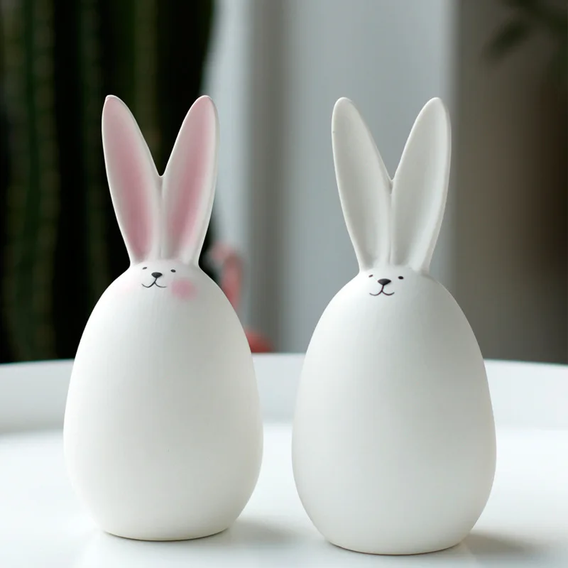 

easter rabbit bunny day interior ceramic rustic home ornaments decor sculpture crafts for easter, Brown