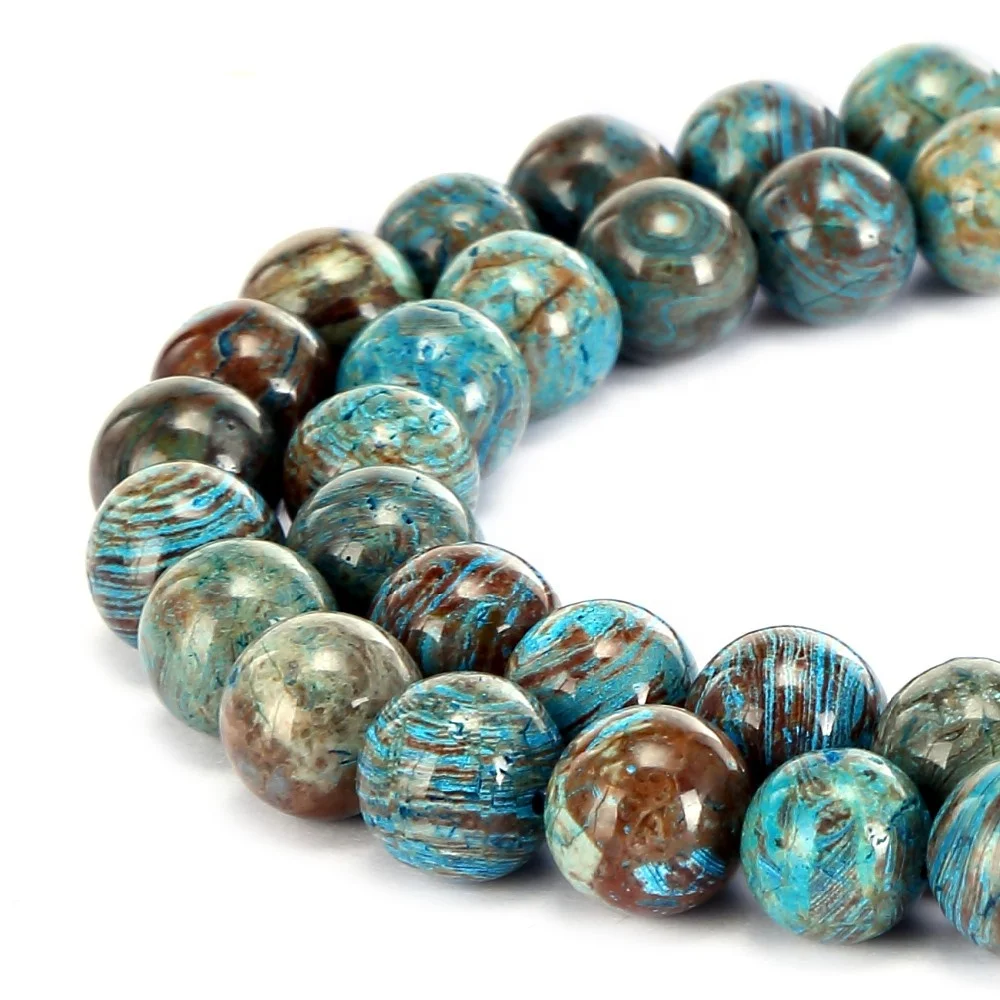 

4~12mm Blue Calsilica Jasper Blue Crazy Lace Agate Round Gemstone Loose Beads For Jewelry Making