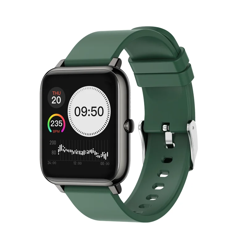 

2021 cheap men women smart watch P22 with custom dial heart rate Blood pressure Sleep Monitoring smartwatch, Black, green,blue,pink